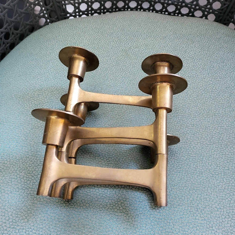 MID-CENTURY Modern Brass Articulating Danish Candle Holder - Picture 11 of 14
